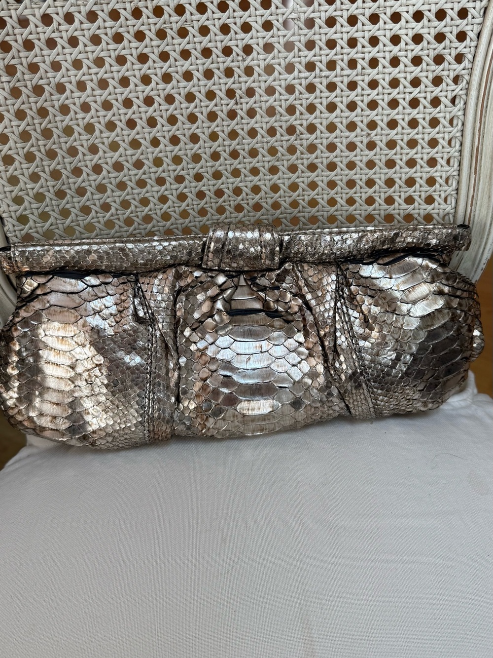 Metallic Python Evening Clutch - Silver - Picture 2 of 4